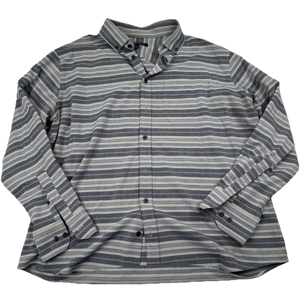 Mizzen + Main Mens XL Classic Performance Striped Long Sleeve Button Shirt Blue